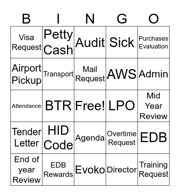 EDB Bingo Card