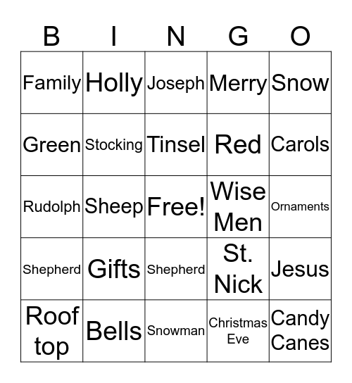 Sam Bingo Card