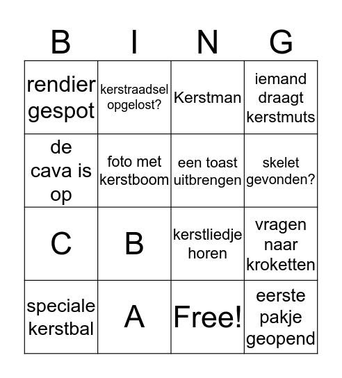 Kerstbingo Card