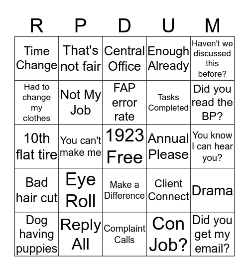 A Day at 1923 Bingo Card