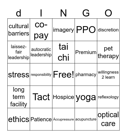 Health career stuff Bingo Card