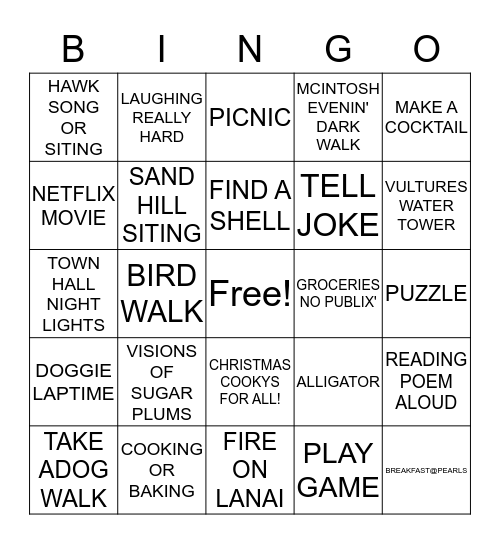 HOLIDAY IN MICANOPY Bingo Card