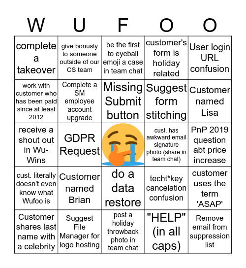 Wufoo! Bingo! Fun! Bingo Card