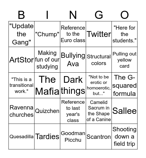 Goodman Bingo Card