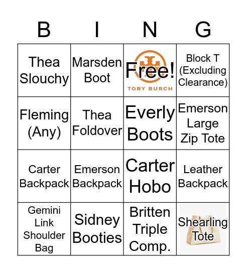 Tory Bingo 12/12-12/19 Bingo Card