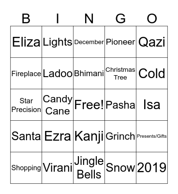 BINGO 2019 Bingo Card