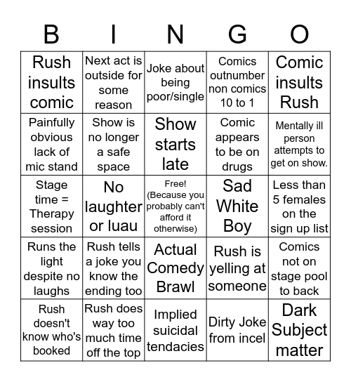 Open Mic Bingo Laughter Luau edition by Rob Ito Bingo Card