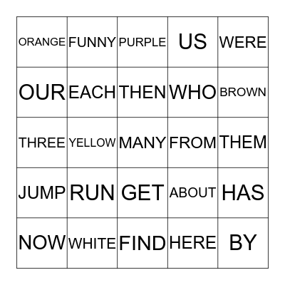 LIST 11-15 Bingo Card