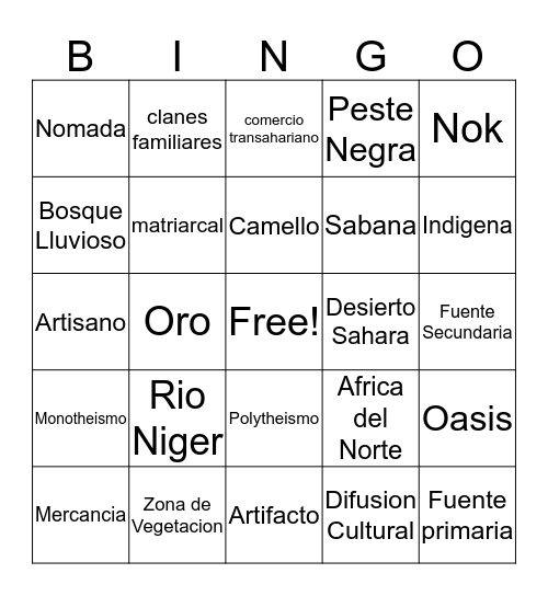 Humanidades Bingo Card