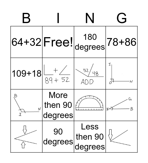 Angles Bingo Card