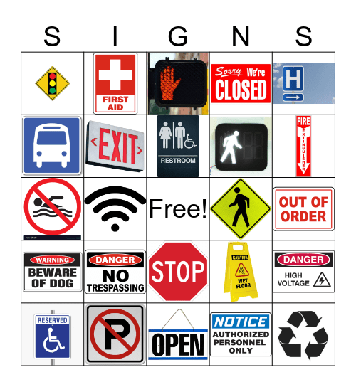 Community Signs BINGO Card