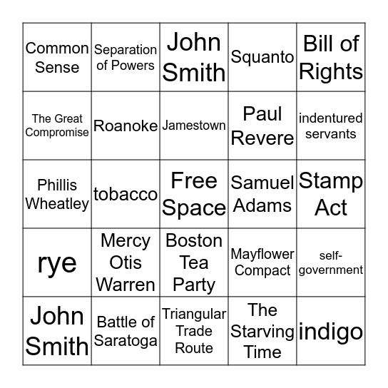 SOCIAL STUDIES BINGO Card