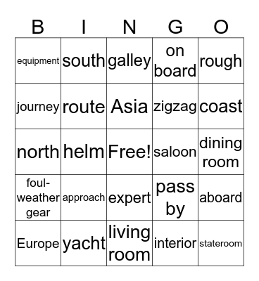 Crossing the Atlantic Bingo Card