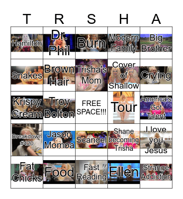 Trisha Paytas Bingo Card