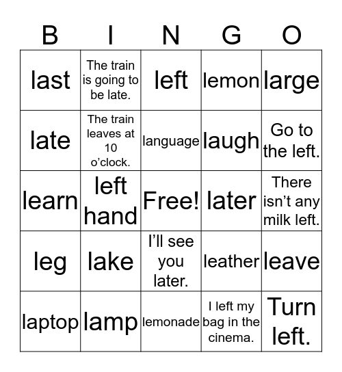 ket 5 Bingo Card