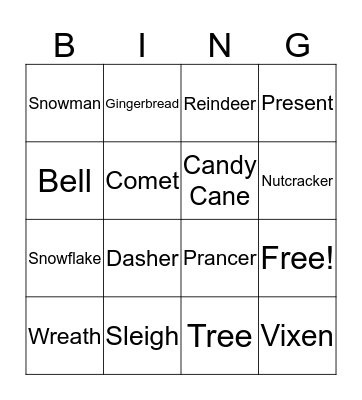 Caulfield Christmas Bingo Card