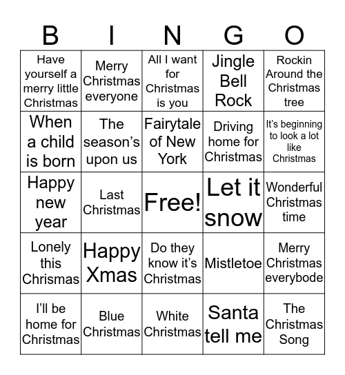 Kerstbingo SAMH 2019 Bingo Card