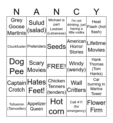 NANCY Bingo Card