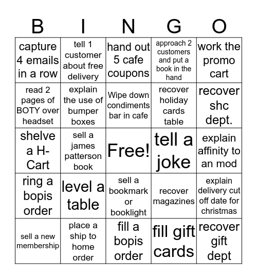 B & N Bingo Card