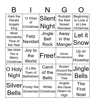 Christmas Songs Bingo Card