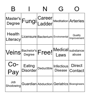 Midterm Bingo Card