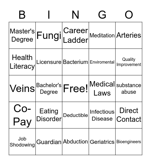 Midterm Bingo Card