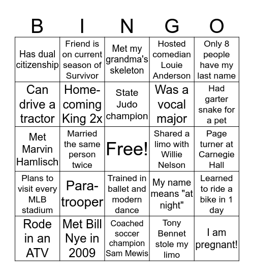 Bingo for Barbara! Bingo Card