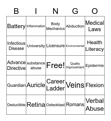 Midterm Bingo Card