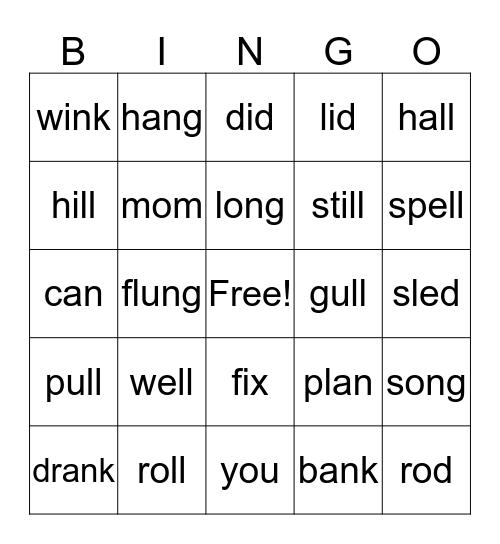 Special Vowel Combination Bingo Card