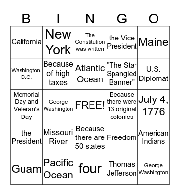 May 10, 2014 Bingo Card