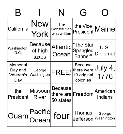 May 10, 2014 Bingo Card