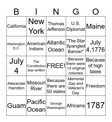 May 10, 2014 Bingo Card