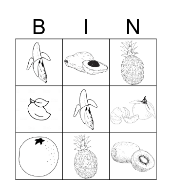 Tropical fruits Bingo Card