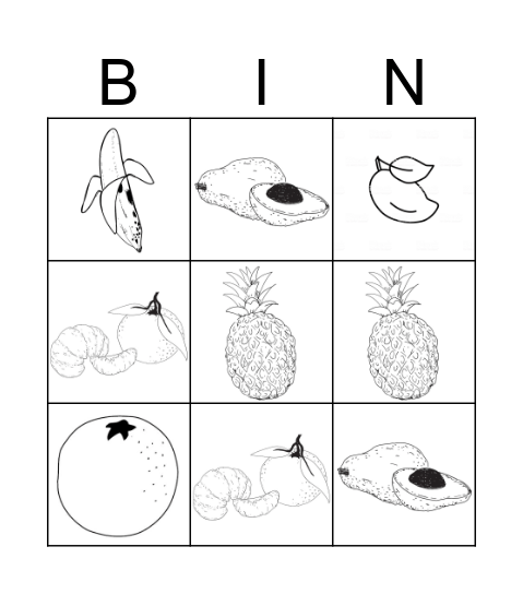 Tropical fruits Bingo Card