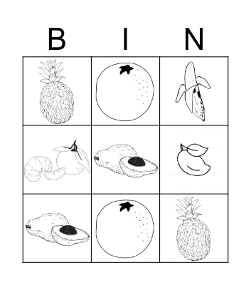 Tropical fruits Bingo Card