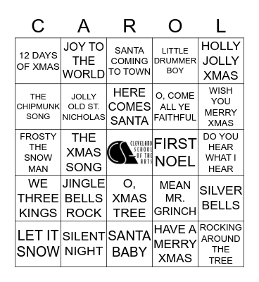Holiday Carol BINGO at Cleveland School of the Arts Bingo Card