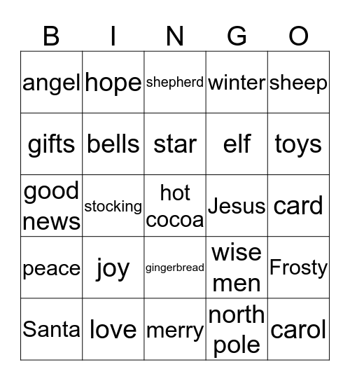 Christmasingo Bingo Card