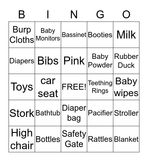 Baby Bingo Card