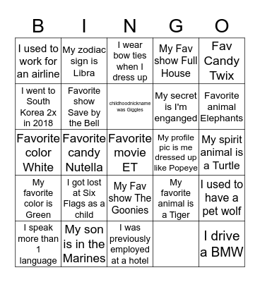 People Bingo Card