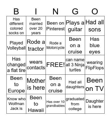 Ice Breaker Bingo Card