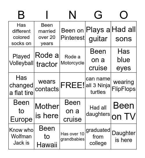 Ice Breaker Bingo Card