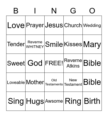 Sanctuary Bingo Card