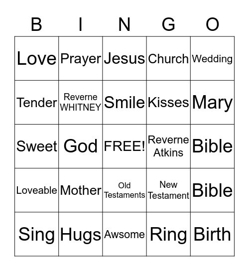 Sanctuary Bingo Card
