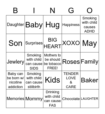 Mothers Day Tea  Bingo Card