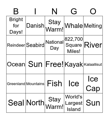 Greenland Bingo Card