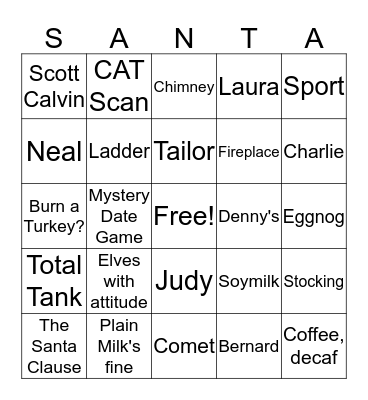 The Santa Clause Bingo Card