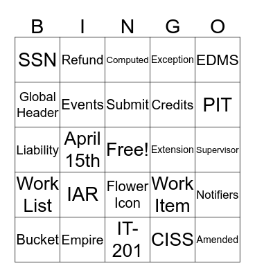 Welcome to IAR Bingo Card