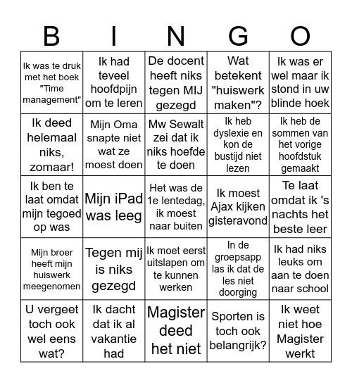 Smoezen Bingo Card