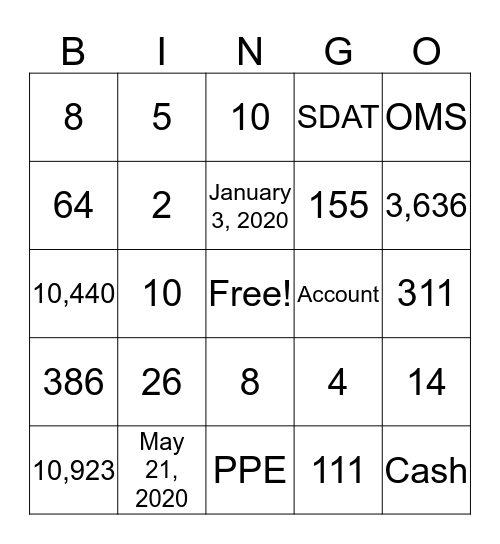 Business Services Bingo Card