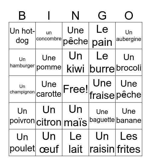 Bon Appétit!  Bingo Card